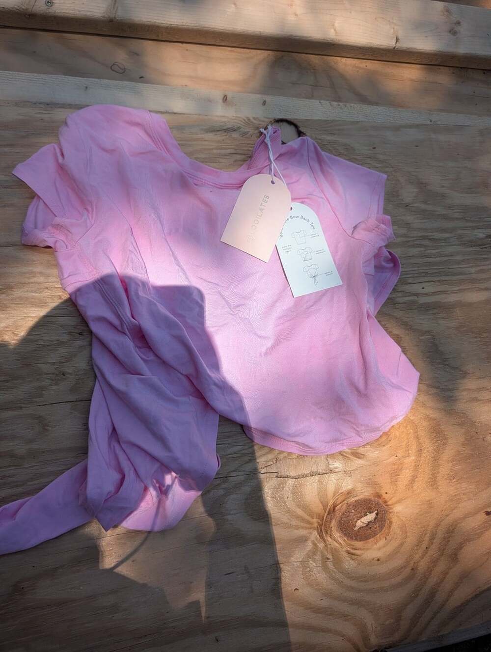 Blogilates Reversible Bow Back Tee Small Pink Shirt New